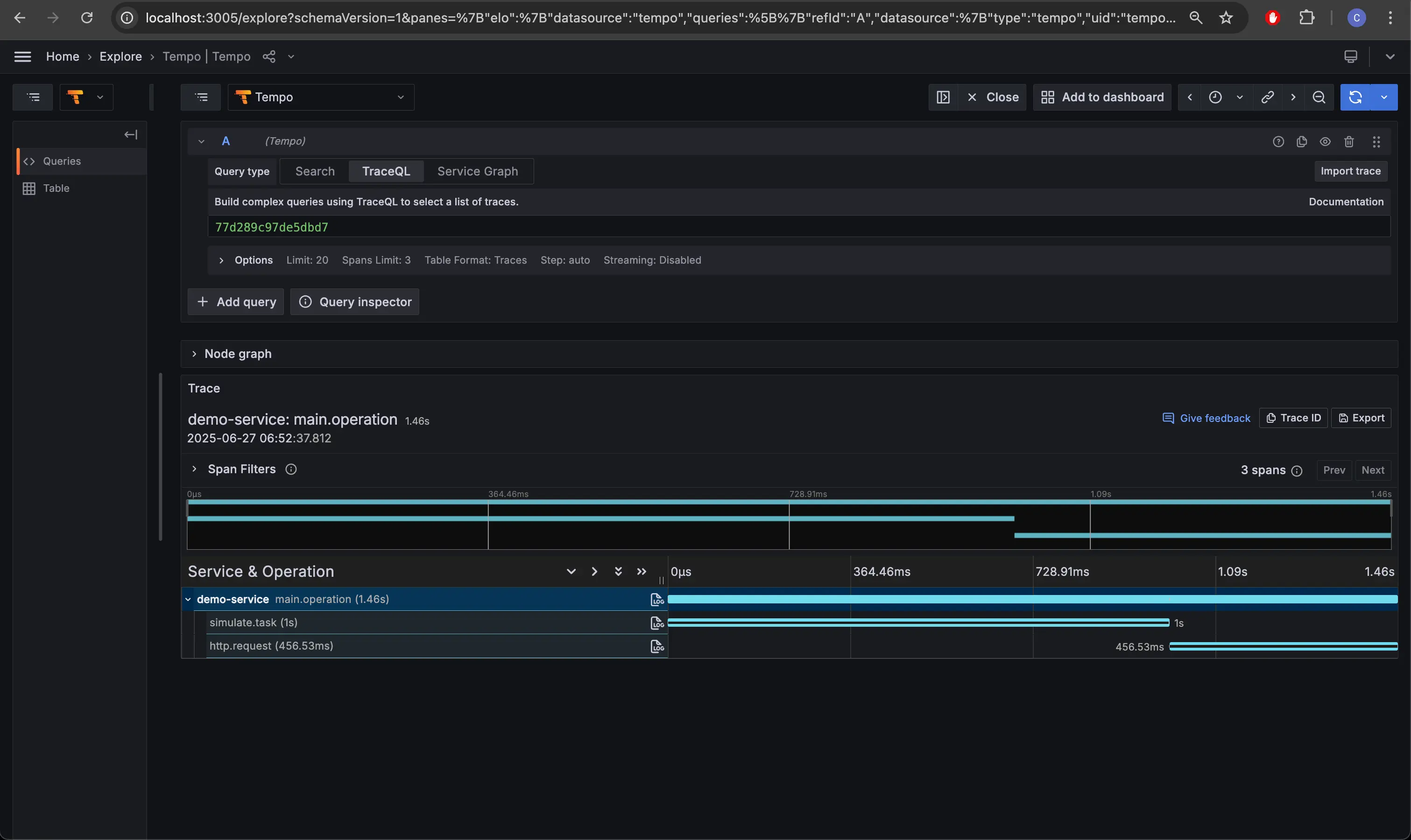 Grafana tempo traceql